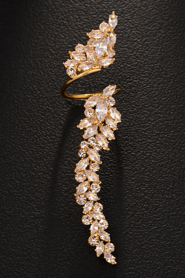 Stylish Zircon Leaf-shaped Open Ring