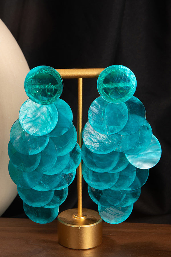 Resort Style Colorful Round Shell Tassel Earrings-consonak