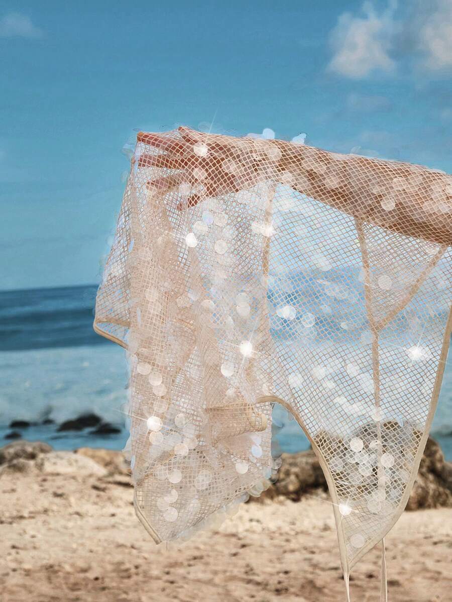 Aura Sequin Mesh Halter Beach Dress-Consonak