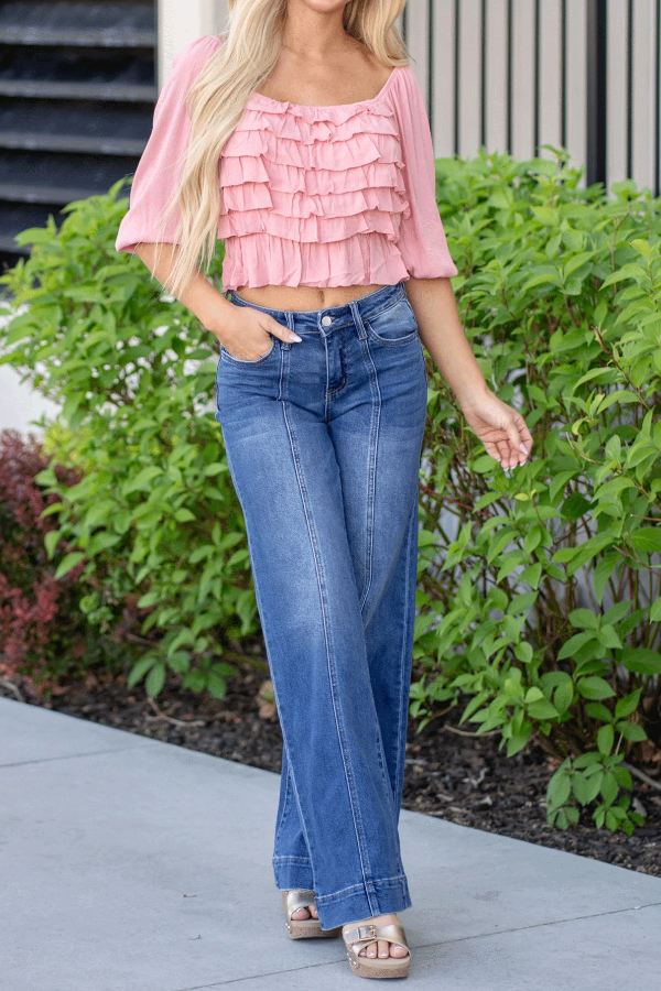 Stylish Loose-fitting Pocket Patchwork Casual Straight Leg Jeans