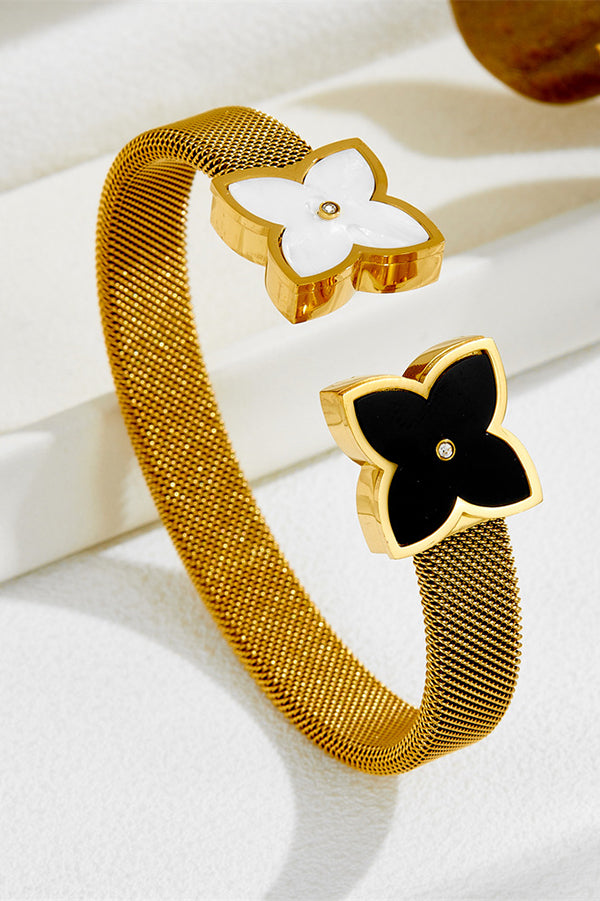 Fashionable Four-leaf Flower Metal Bracelet-consonak