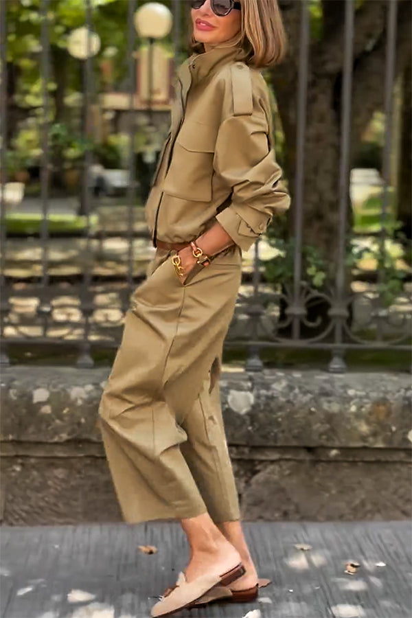 Classic Charm Mid-rise Pocketed Loose Cropped Pants-consonak