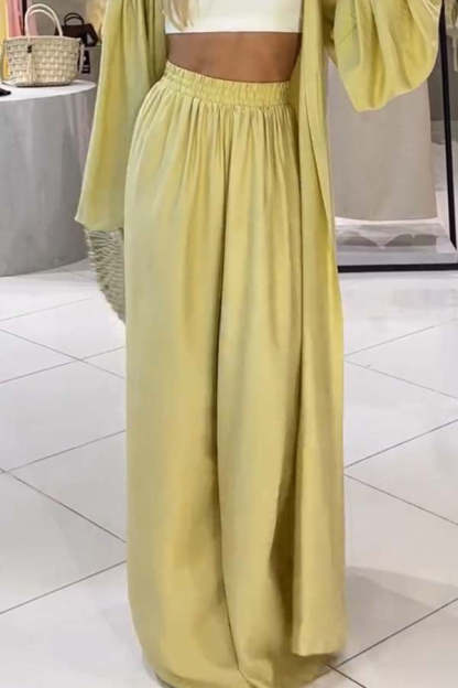 Beach Cottage High Rise Elastic Waist Wide Leg Pants-consonak