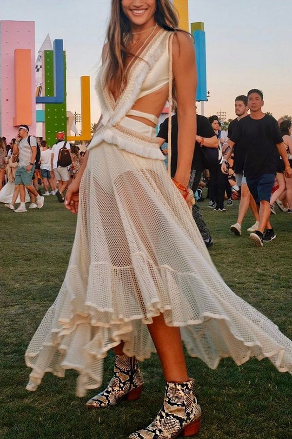 Sexy See-through Mesh Lace Resort Beach Skirt | Consonak