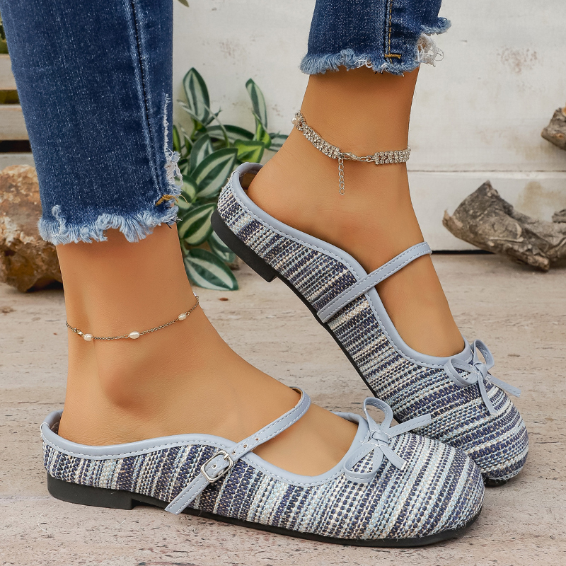 Elegant Bow-embellished Chunky Heeled Mary Jane Shoes