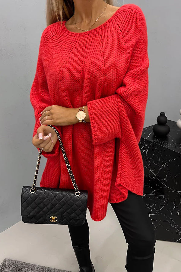Remember Me Knit Crew Neck Poncho Loose Sweater | Consonak