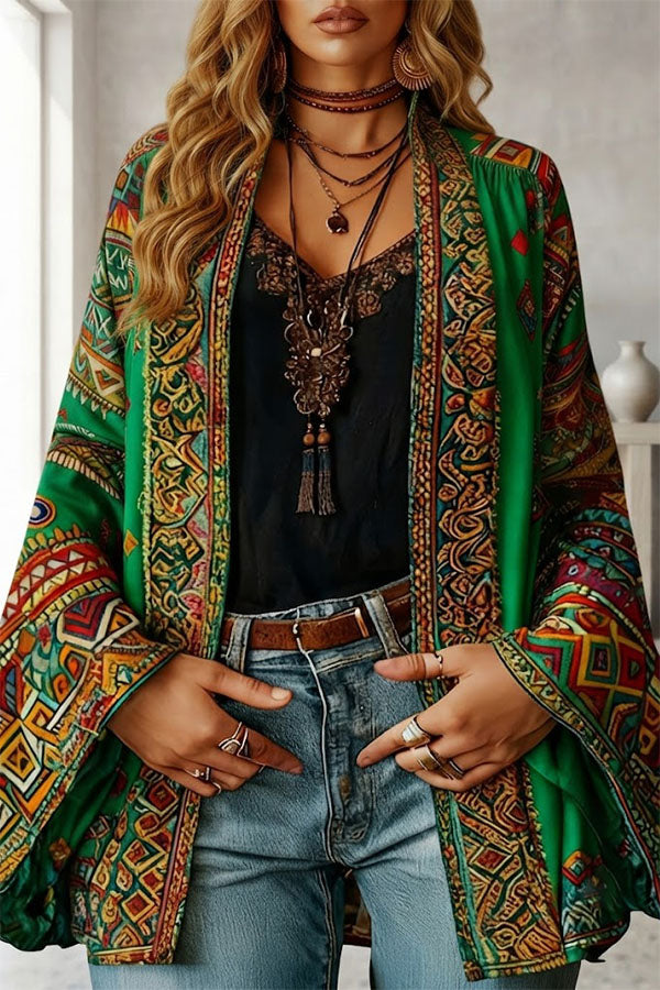 Essential Mosaic Velvet Open-Front Jacket-Consonak
