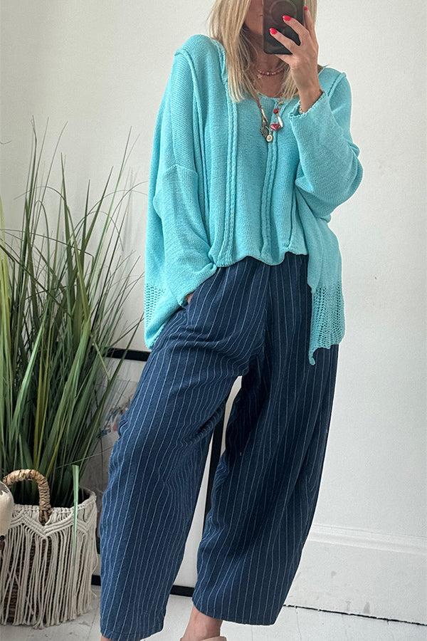 Solid Color Casual Long-sleeved Loose Knitted Sweater-consonak