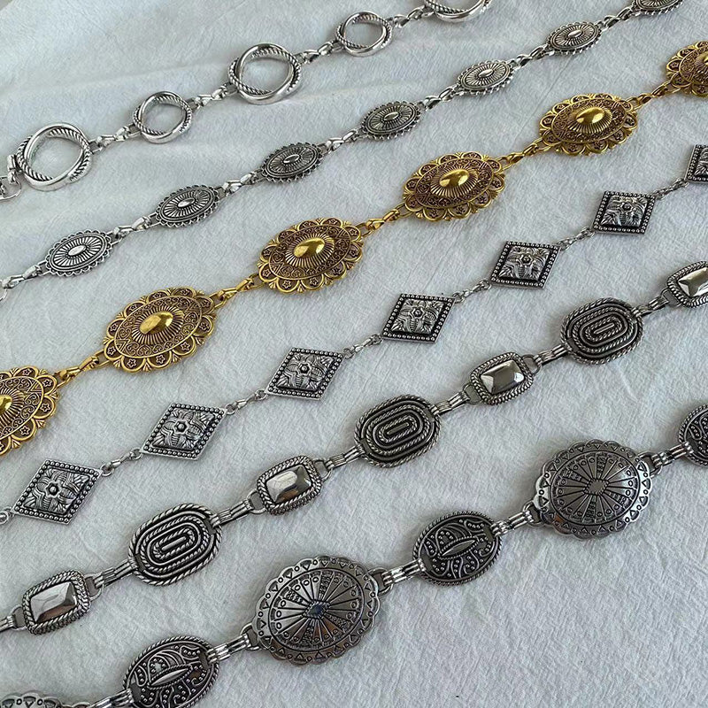 Retro Metal Carved Geometric Waist Chain | Consonak