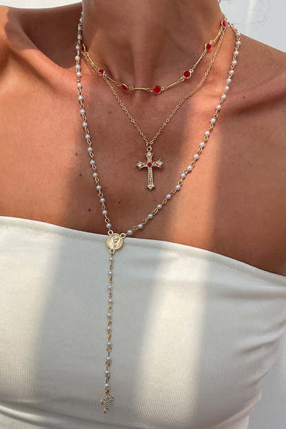 Fashionable Diamond Cross Chain Elegant Multi-layered Necklace-consonak