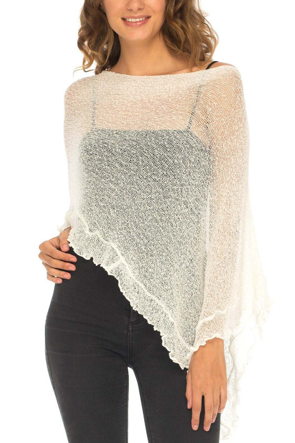 Solid Color Loose-fitting See-through Irregular Casual Cover-up-consonak