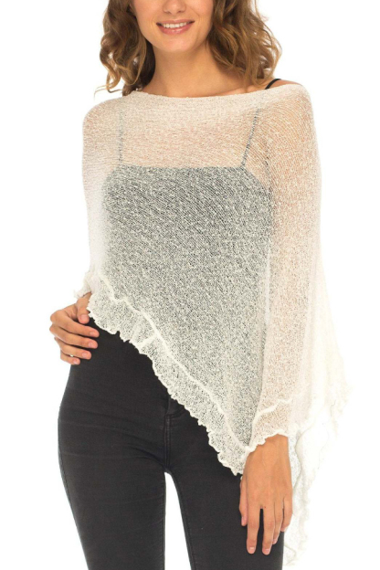Solid Color Loose-fitting See-through Irregular Casual Cover-up-consonak