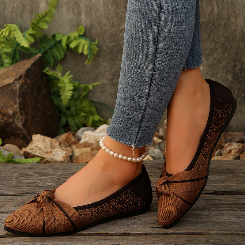 Fashionable Bow Colorblock Casual Flats-consonak