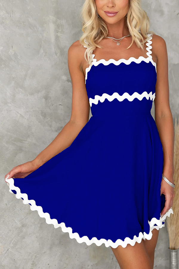 Aimie Solid Color Wavy Lace Sexy Suspender Mini Dress-consonak