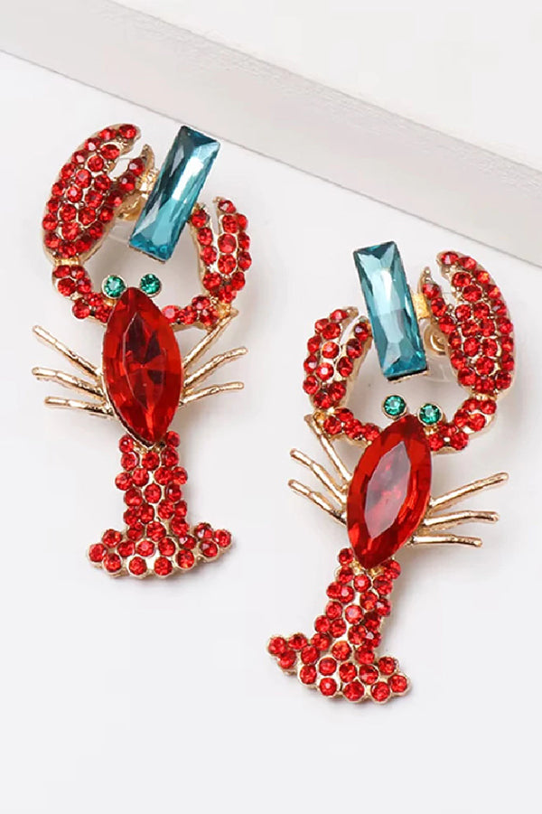 Fashionable Diamond Lobster-shaped Holiday Earrings-consonak