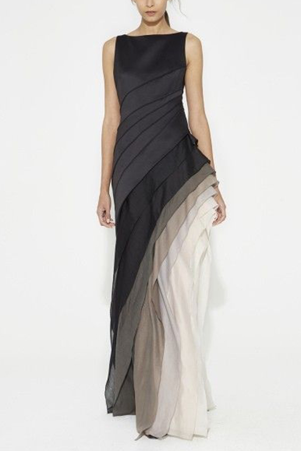 Elegant and Mysterious Tulle Gradient Cascading Design Gown Maxi Dress-consonak