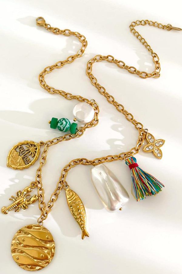 Bohemian Multi-pendant Beaded Necklace-Consonak