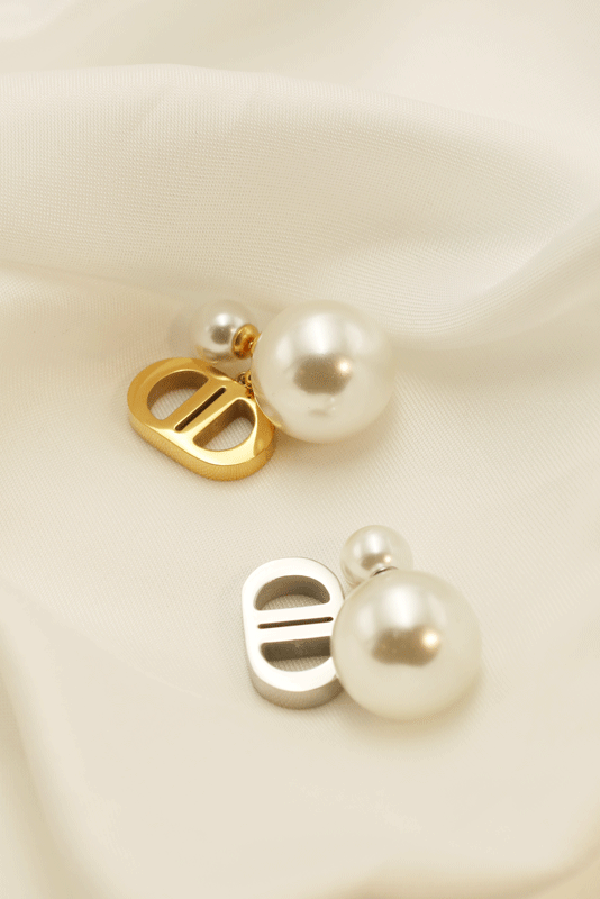 Vintage Double D Shape Pearl Earrings-consonak