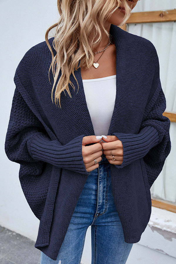 Solid Color Dolman Sleeve Elegant Knitted Cardigan-consonak