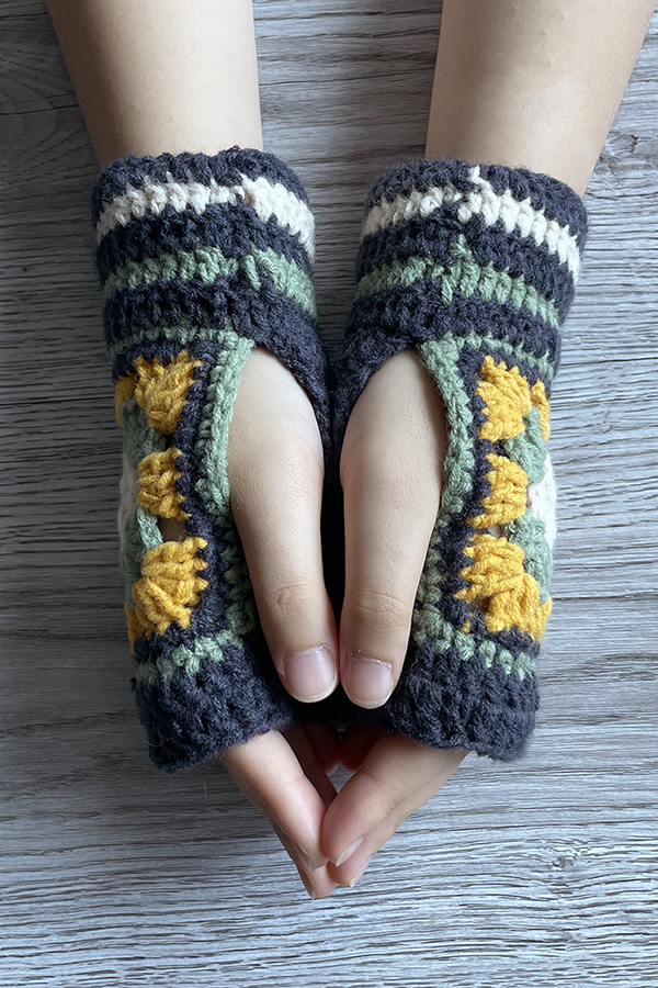 Four-leaf Clover Crochet Half-finger Gloves-consonak