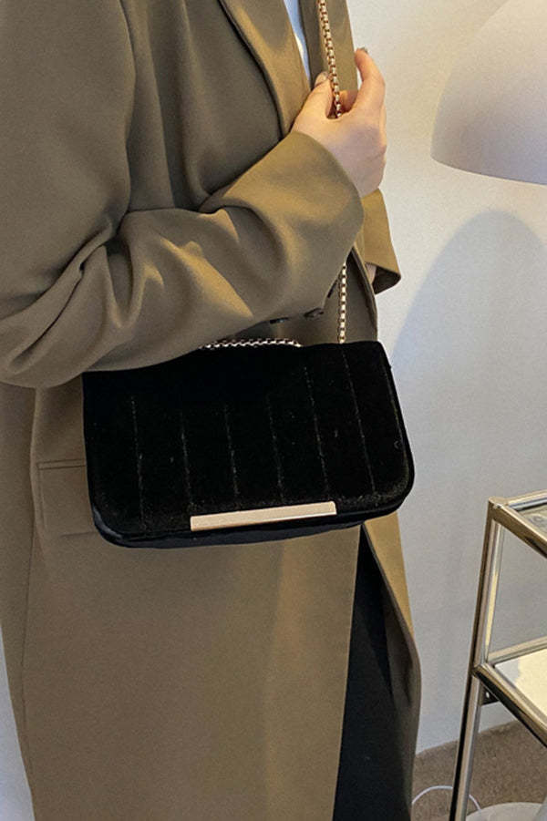 Fashionable Velvet Stylish Chain Simple Crossbody Bag-consonak