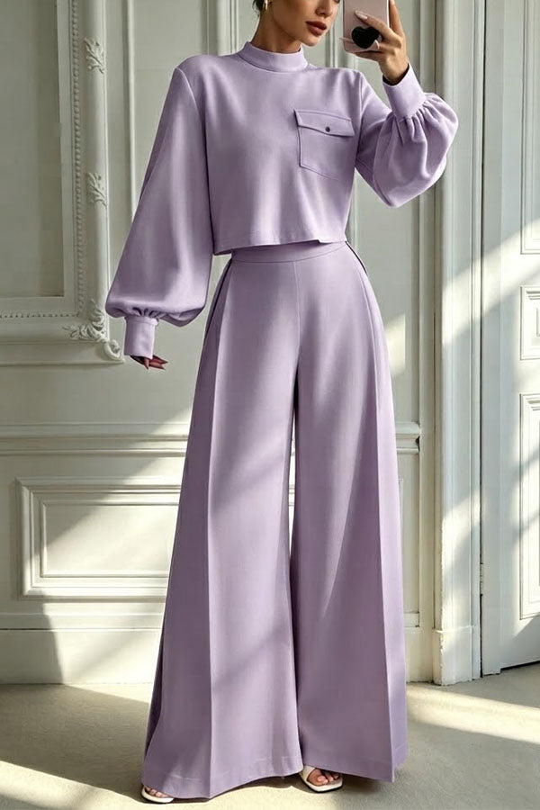 The Ultimate Chic Matching Set: Crop Top & Wide-Leg Pants-Consonak