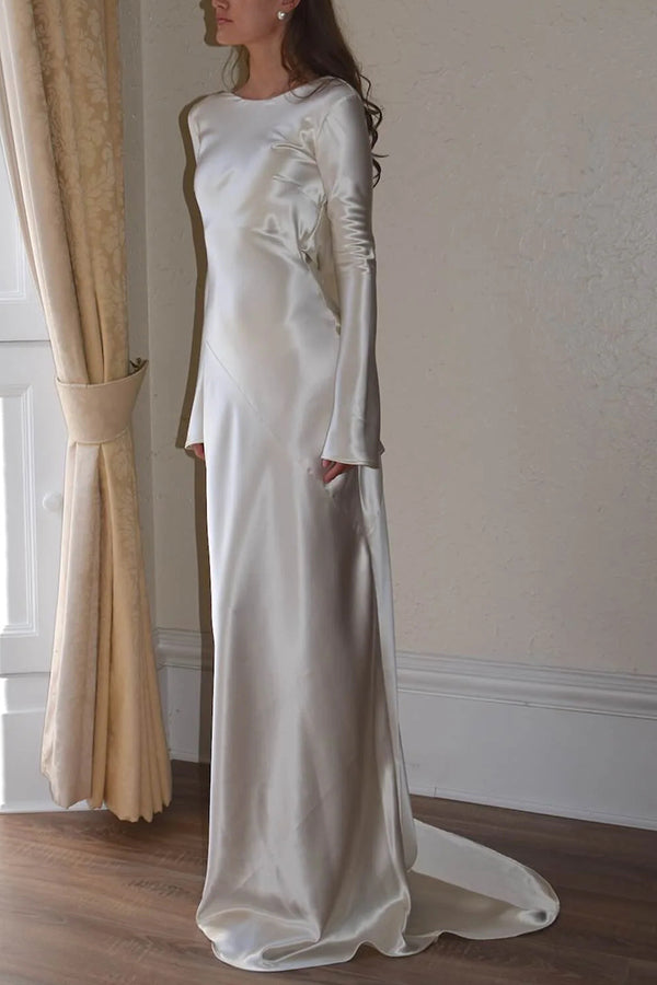 Pearl Eden Satin Back Open Cowl Neck Gown Maxi Dress-consonak