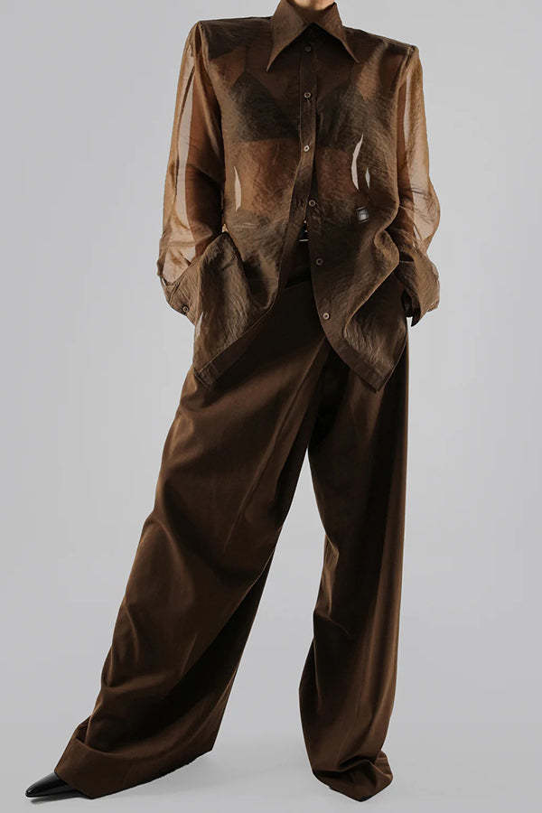 Retro Sheer Loose Long-sleeved Casual Shirt-consonak