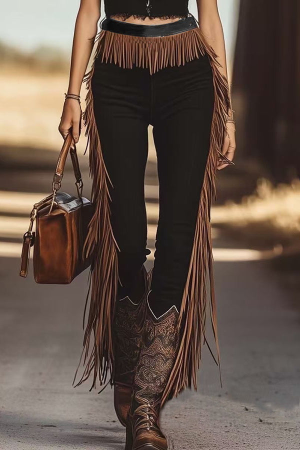 Fashionable Tassel Slim-fit Casual Pants-consonak