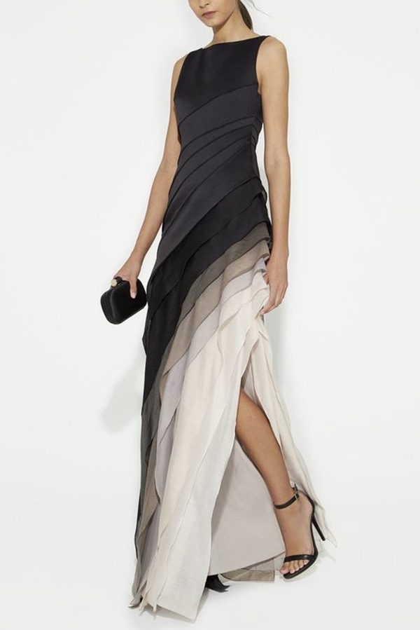 Elegant and Mysterious Tulle Gradient Cascading Design Gown Maxi Dress-consonak