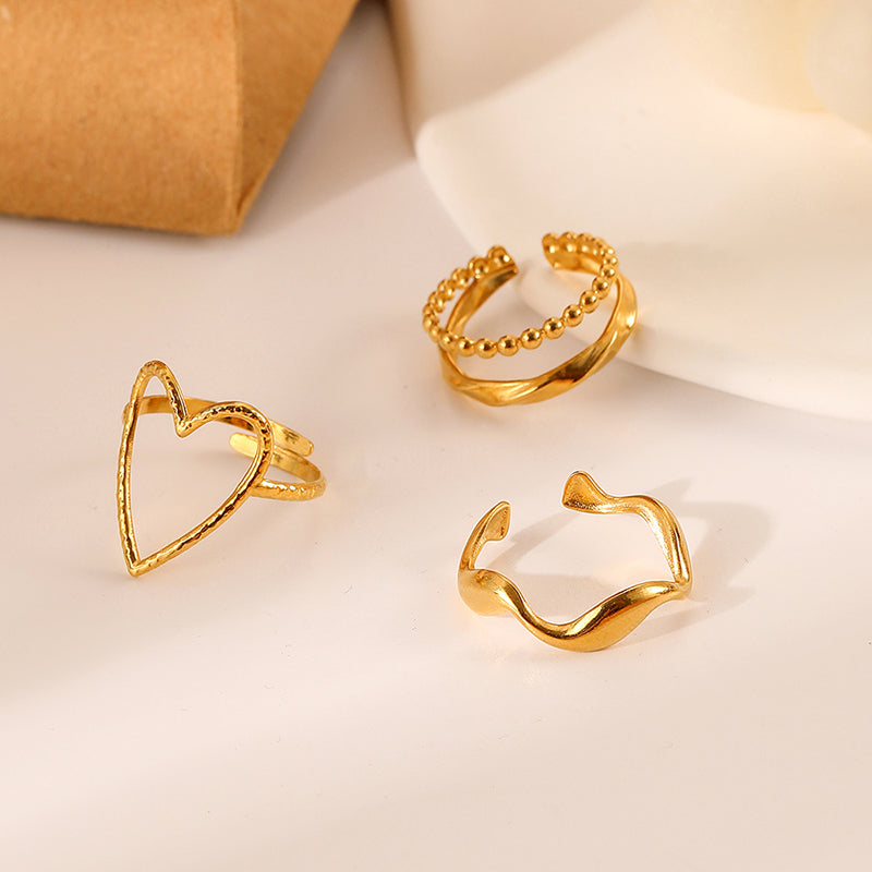 Personalized Hollow Line Heart-shaped Adjustable Ring-consonak