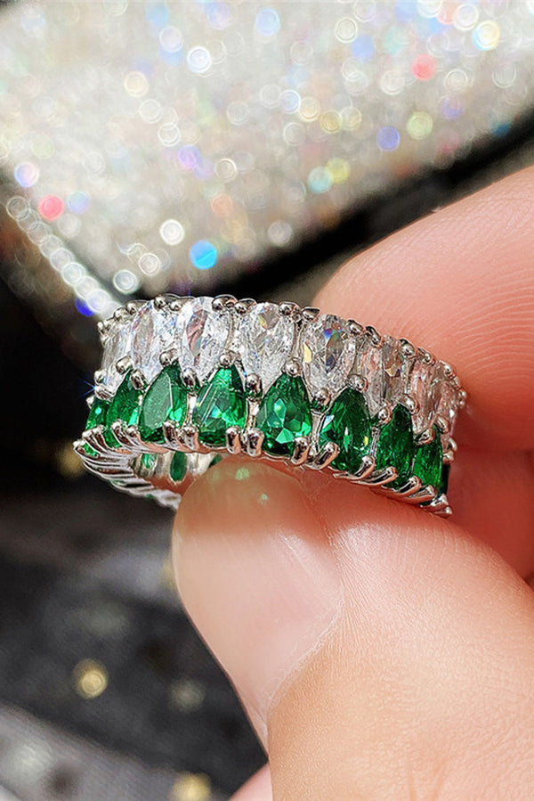Light Luxury Double Row Drop Zircon Ring | Consonak