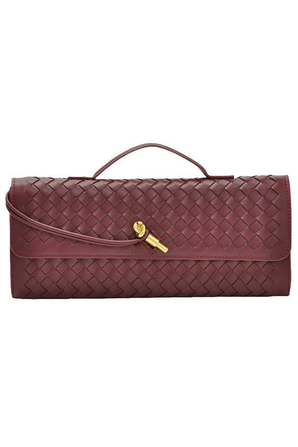 Woven Soft Leather Horizontal Square Accordion Bag | Consonak