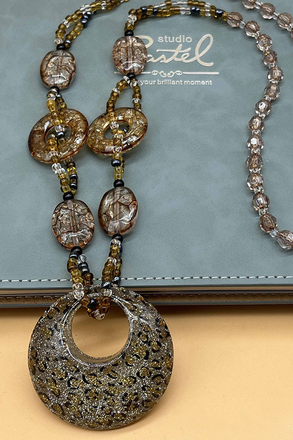 Leopard Print Long Geometric Accessories Necklace | Consonak