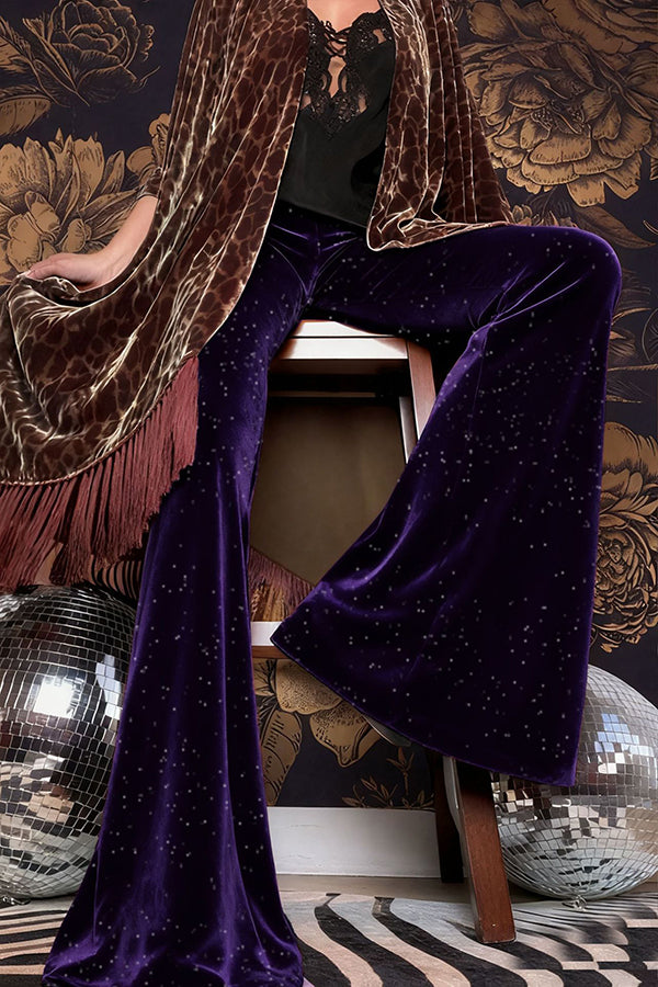 Stylish Velvet High-waisted Draped Casual Flared Pants-consonak