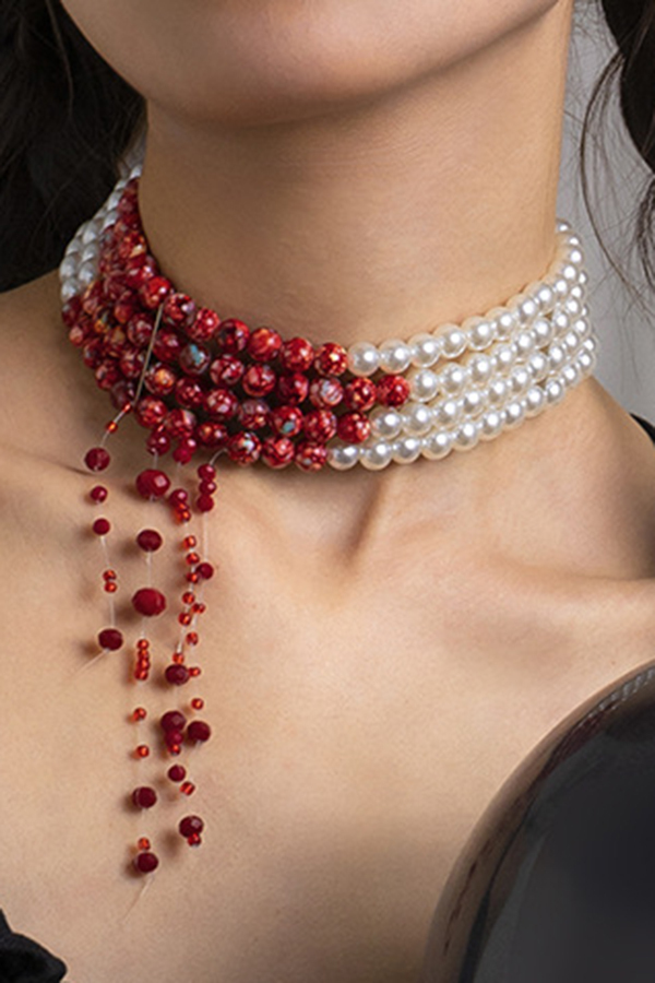 Gothic Blood Drop Tassel Halloween Personalized Necklace-consonak