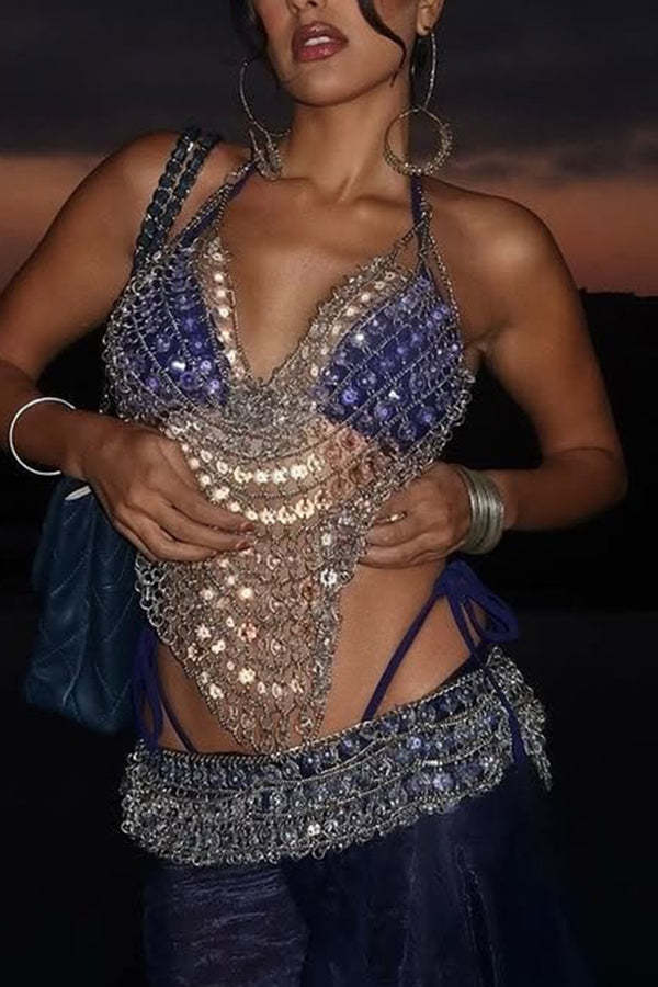 Sexy Water Drop Hollow Chain Splicing Body Chain-consonak