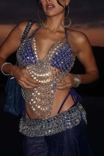 Sexy Water Drop Hollow Chain Splicing Body Chain-consonak