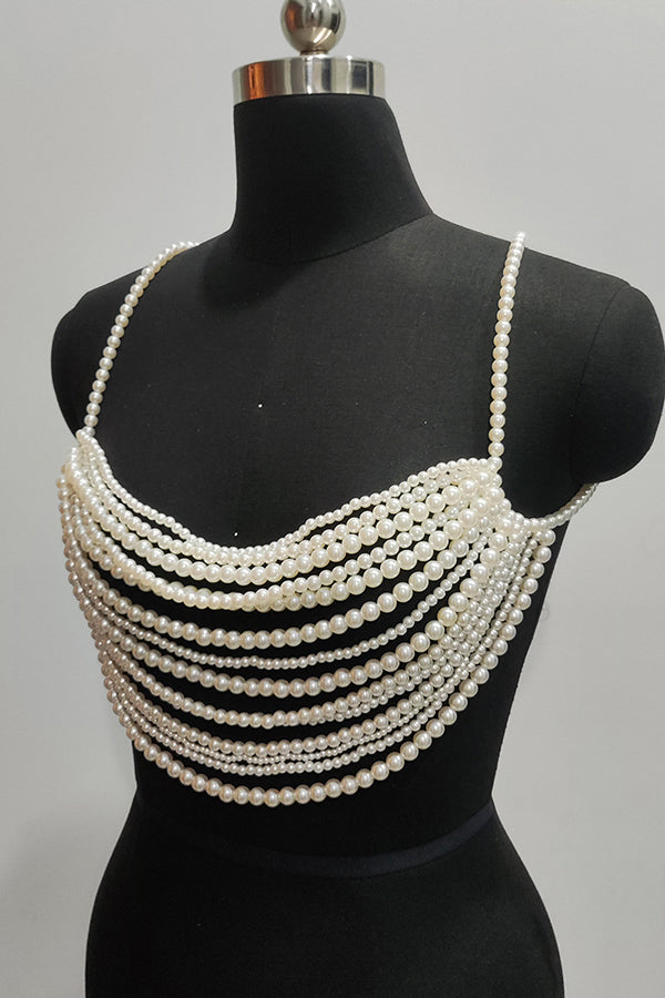 Multi-layer Faux Pearl Bra-Consonak