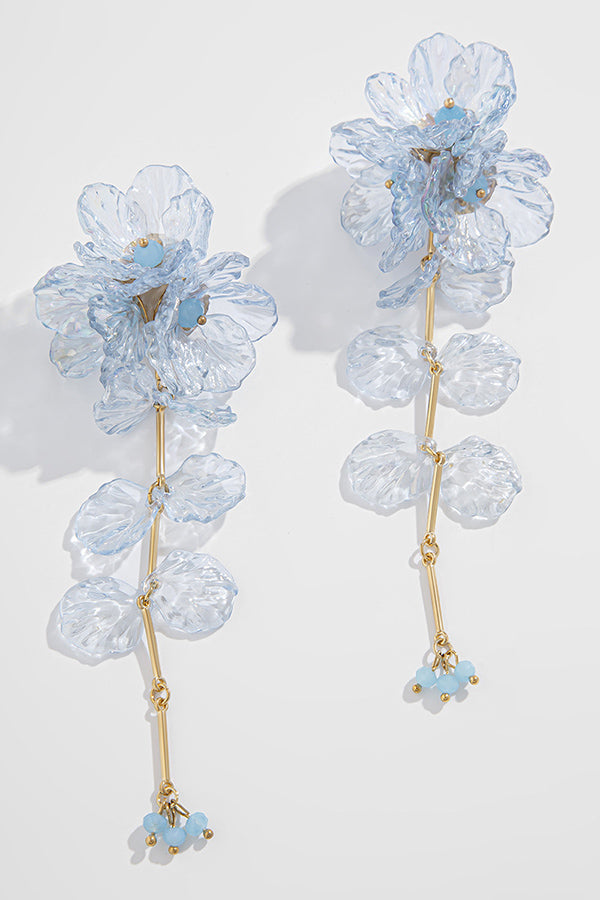 Fashionable Tassel Floral Mermaid Pearlescent Earrings-consonak