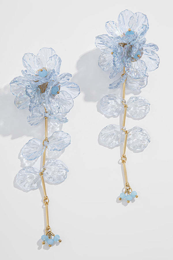 Fashionable Tassel Floral Mermaid Pearlescent Earrings-consonak