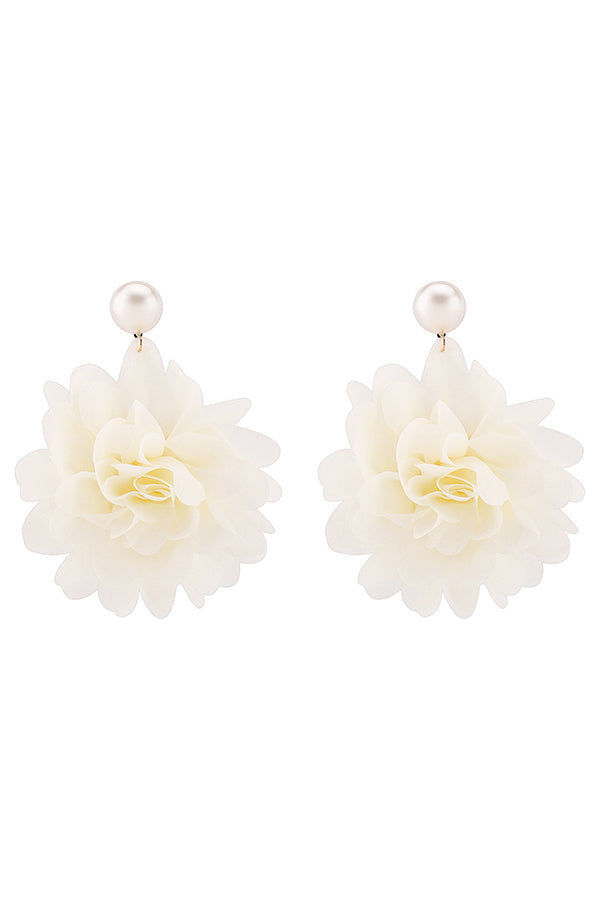 Fashion Holiday Fabric Floral Pearl Earrings-consonak