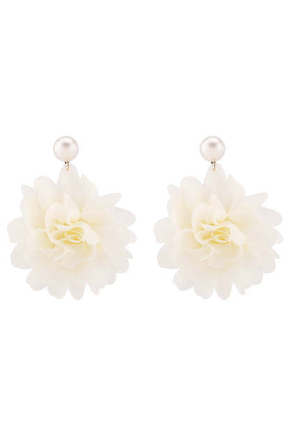 Fashion Holiday Fabric Floral Pearl Earrings-consonak