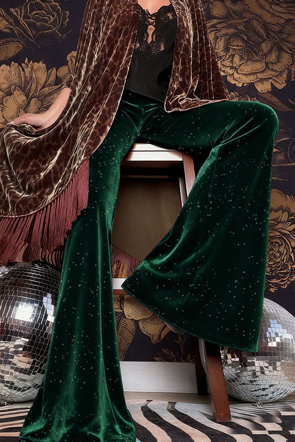 Stylish Velvet High-waisted Draped Casual Flared Pants-consonak