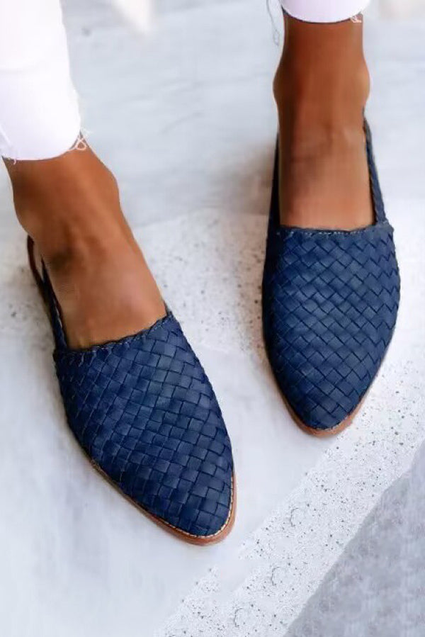 Casual Pointed Toe Woven Flat Sandals | Consonak