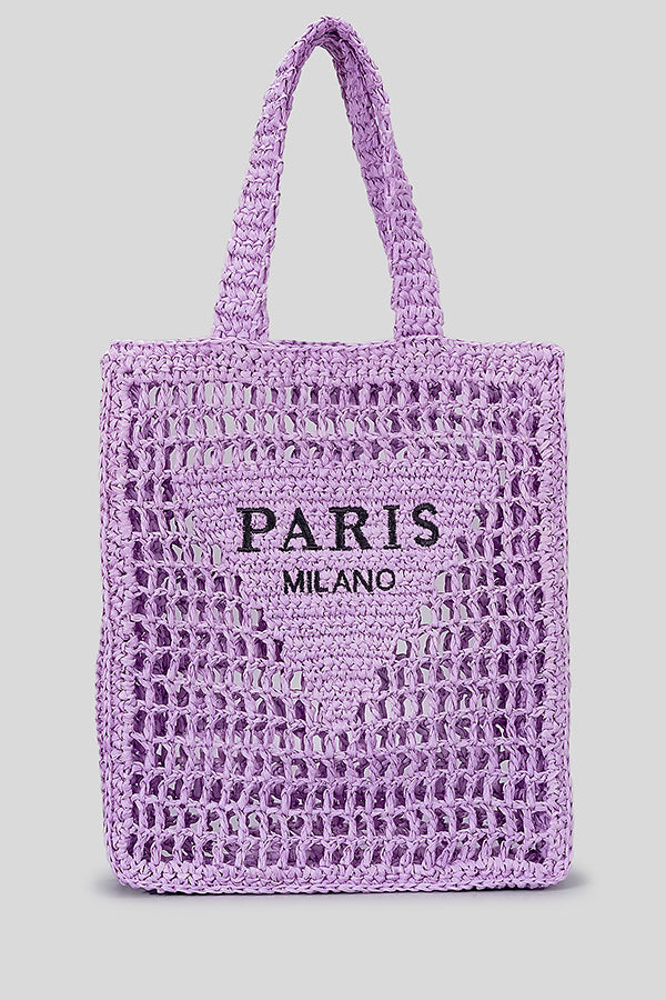 Letter Hollow Woven Beach Bag-consonak