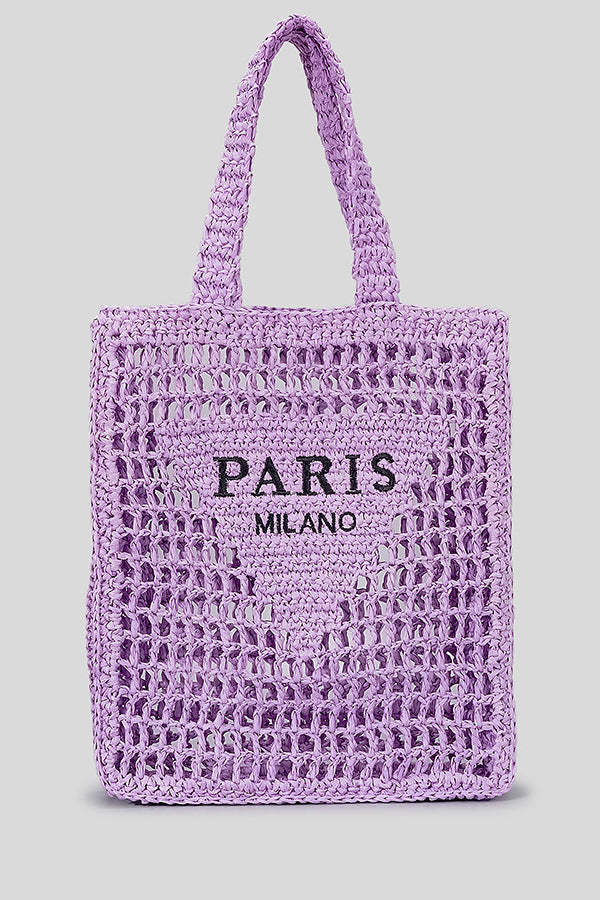 Letter Hollow Woven Beach Bag-consonak