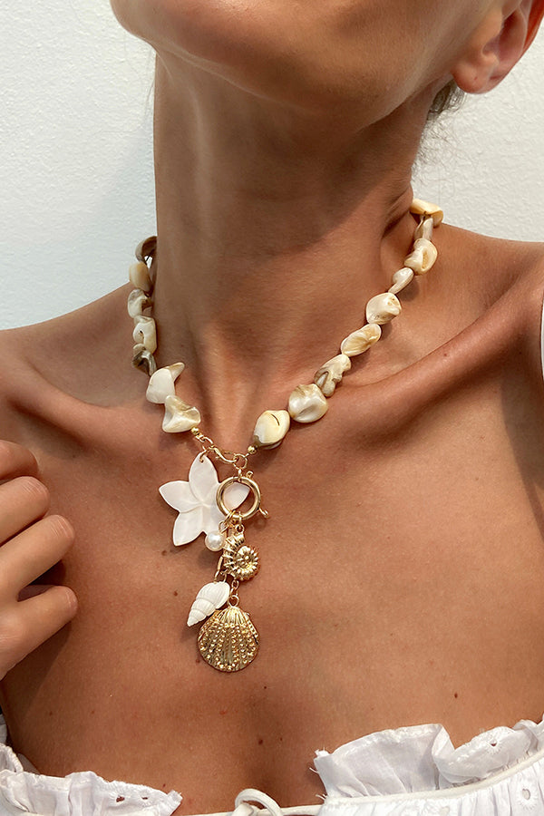 Vacation Imitation Pearl Conch Starfish Pendant Necklace Bracelet | Consonak