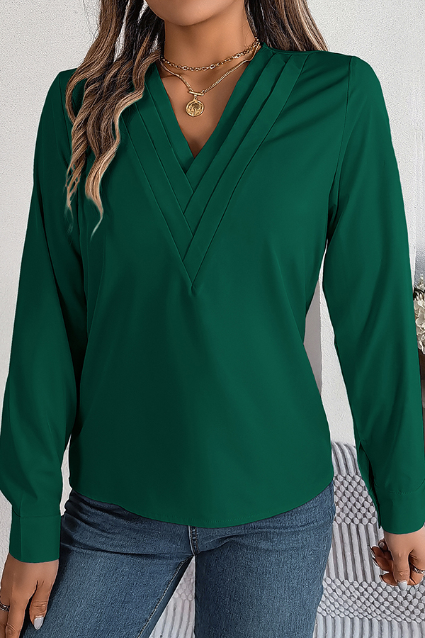 Elegant Layered V-neck Long-sleeved Casual Shirt | Consonak