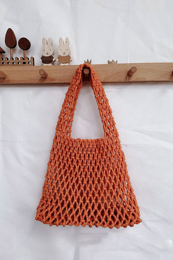Lazy Style Fishnet Woven Tote Bag-consonak